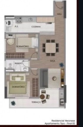 Apartamento com 2 Quartos à Venda, 58 m² em Aviação - Praia Grande