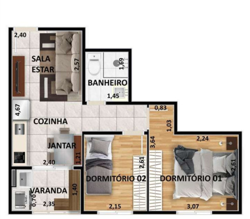 Imagem Apartamento com 2 Quartos à Venda, 39 m² em Vila Parque Jabaquara - São Paulo