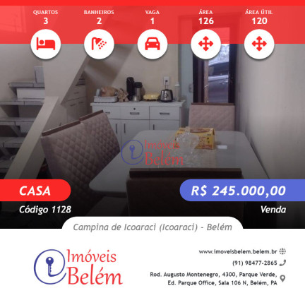 Imagem Casa com 3 Quartos à Venda, 120 m² em Campina De Icoaraci (icoaraci) - Belém Imagem Casa com 3 Quartos à Venda, 120 m² em Campina De Icoaraci (icoaraci) - Belém
