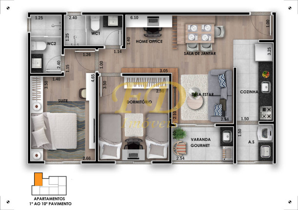 Imagem Apartamento com 2 Quartos à Venda, 46 m² em Alvinópolis - Atibaia
