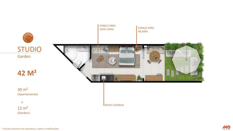Imagem Apartamento com 1 Quarto à Venda, 30 m² em Cumbuco - Caucaia