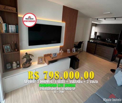 Apartamento com 3 Quartos à Venda, 78 m² em Engordadouro - Jundiaí