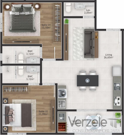 Imagem Apartamento com 2 Quartos à Venda, 56 m² em Morretes - Itapema