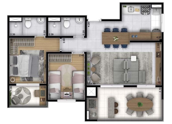 Apartamento com 2 Quartos à Venda, 34 m² em Panamby - São Paulo