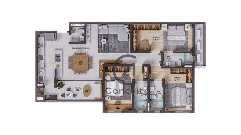 Imagem Apartamento com 3 Quartos à Venda, 129 m² em Praia Comprida - São José Imagem Apartamento com 3 Quartos à Venda, 129 m² em Praia Comprida - São José