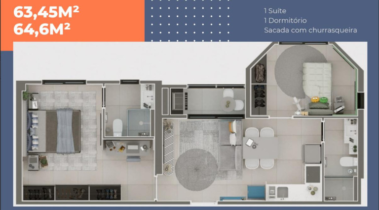 Imagem Apartamento com 2 Quartos à Venda, 64 m² em Via Cr1 - Foz Do Iguaçu
