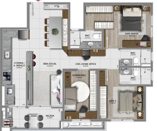 Imagem Apartamento com 3 Quartos à Venda, 111 m² em Estreito - Florianópolis Imagem Apartamento com 3 Quartos à Venda, 111 m² em Estreito - Florianópolis