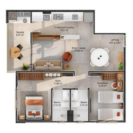 Imagem Apartamento com 2 Quartos à Venda, 72 m² em Barreiros - São José Imagem Apartamento com 2 Quartos à Venda, 72 m² em Barreiros - São José