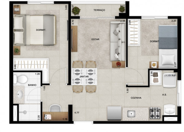 Imagem Apartamento com 2 Quartos à Venda, 49 m² em Jardim Sao Paulo - São Paulo