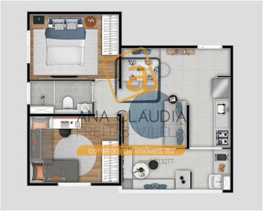 Imagem Apartamento com 2 Quartos à Venda, 45 m² em Nossa Senhora Aparecida - Itu
