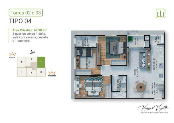Imagem Imóvel com 2 Quartos à Venda, 69 m² em Várzea Do Ranchinho - Itapema