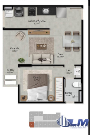 Imagem Imóvel com 1 Quarto à Venda, 32 m² em Jardim Camburi - Vitória