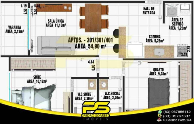Imagem Apartamento com 2 Quartos à Venda, 55 m² em João Paulo Ii - João Pessoa