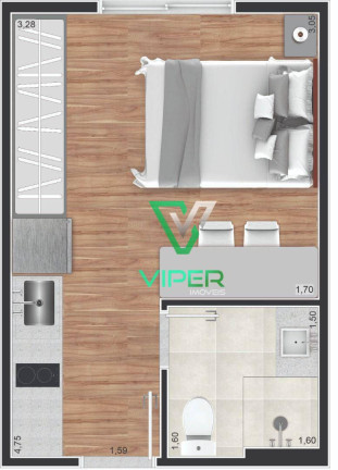 Imagem Studio com 1 Quarto à Venda, 20 m² em água Verde - Curitiba