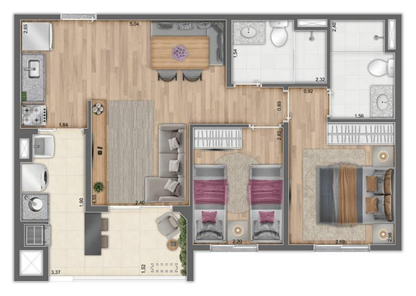 Imagem Apartamento com 2 Quartos à Venda, 57 m² Imagem Apartamento com 2 Quartos à Venda, 57 m²