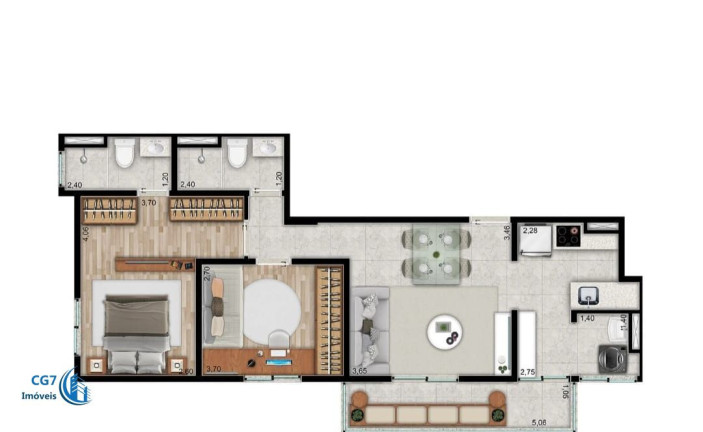 Apartamento com 2 Quartos à Venda, 63 m² em Empresarial 18 Do Forte - Barueri