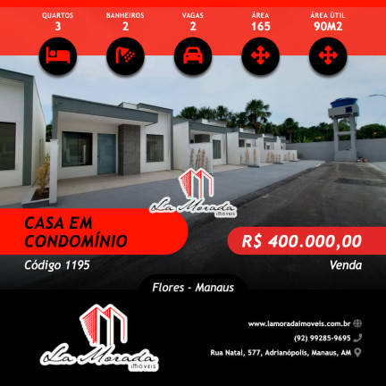 Casa de Condomínio com 3 Quartos à Venda, 90 m² em Flores - Manaus