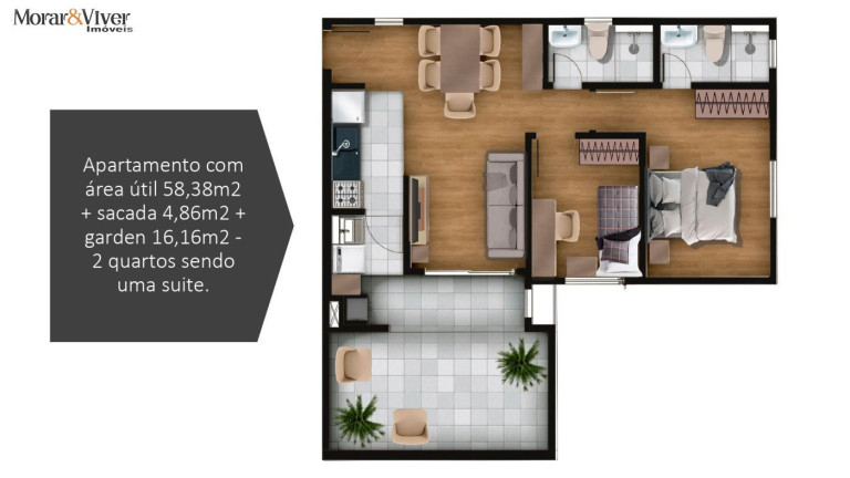 Imagem Apartamento com 2 Quartos à Venda, 58 m² em Bacacheri - Curitiba