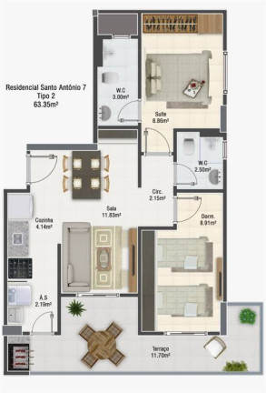 Imagem Apartamento com 2 Quartos à Venda, 68 m² em Mirim - Praia Grande