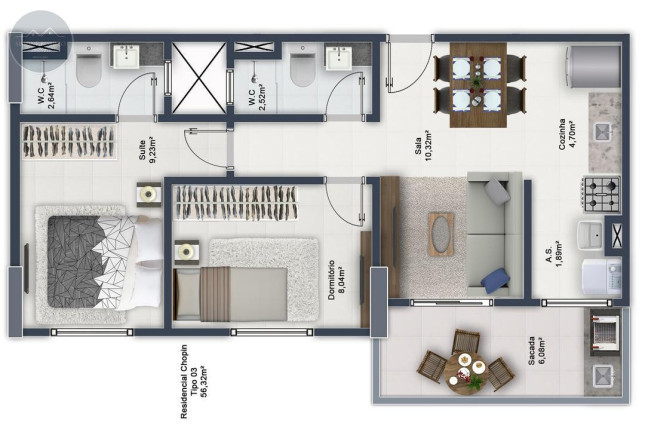 Imagem Apartamento com 2 Quartos à Venda, 57 m² em Boqueirão - Praia Grande