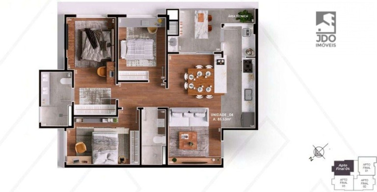 Imagem Apartamento com 3 Quartos à Venda, 86 m² em Boa Vista - Curitiba Imagem Apartamento com 3 Quartos à Venda, 86 m² em Boa Vista - Curitiba