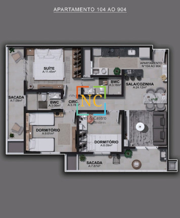 Imagem Apartamento com 3 Quartos à Venda, 91 m² em Jardim Cidade De Florianópolis - São José Imagem Apartamento com 3 Quartos à Venda, 91 m² em Jardim Cidade De Florianópolis - São José