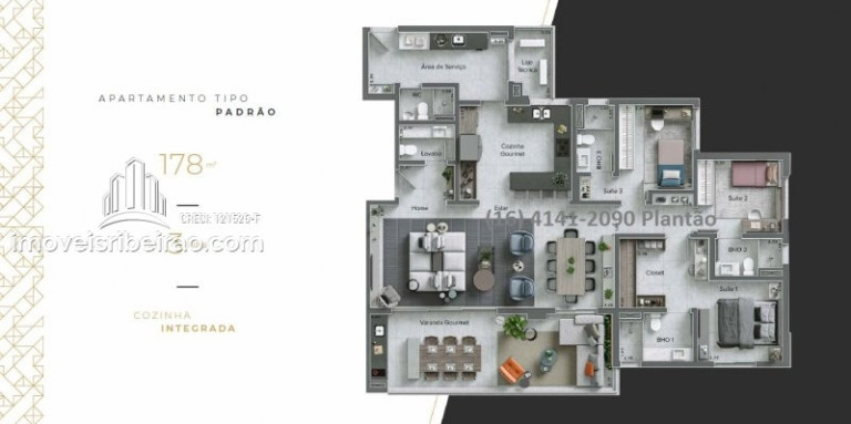 Imagem Apartamento com 3 Quartos à Venda, 178 m² em Bonfim Paulista - Ribeirão Preto