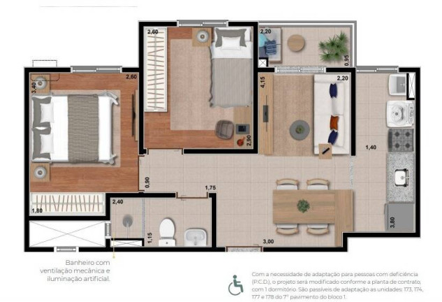 Imagem Apartamento com 2 Quartos à Venda, 44 m² em Recreio São Judas Tadeu - São Carlos