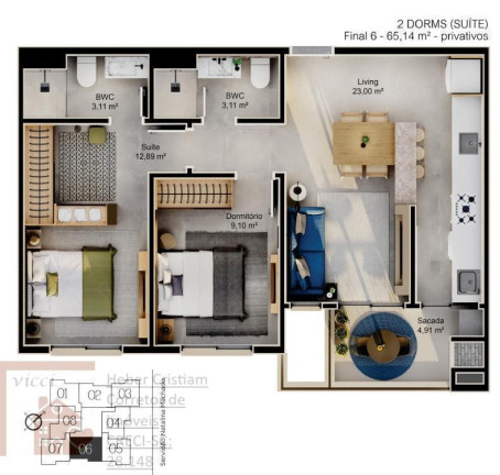 Imagem Apartamento com 2 Quartos à Venda, 61 m² em Cacupé - Florianópolis