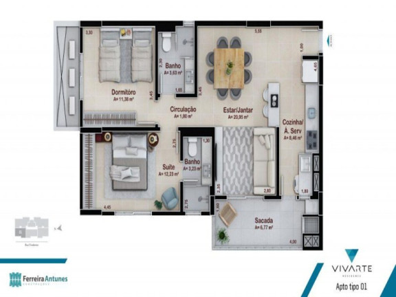 Imagem Apartamento com 2 Quartos à Venda, 79 m² em Kobrasol - São José Imagem Apartamento com 2 Quartos à Venda, 79 m² em Kobrasol - São José