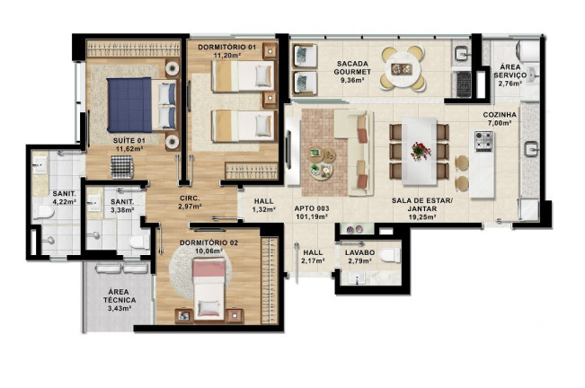 Imagem Apartamento com 3 Quartos à Venda, 101 m² em Renato Gonçalves - Barreiras