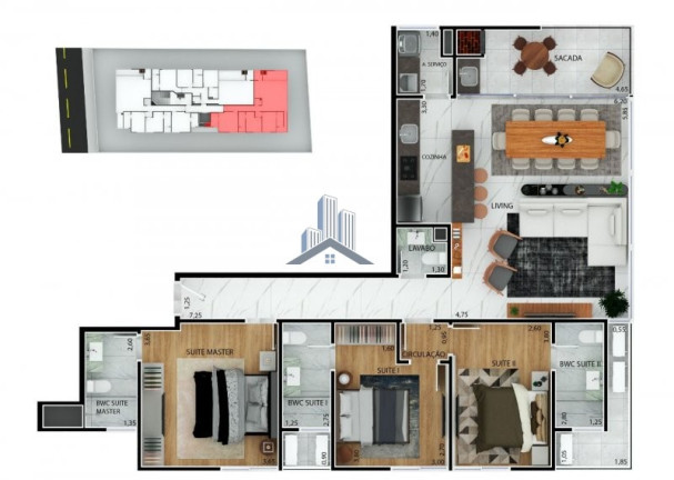 Imagem Apartamento com 3 Quartos à Venda, 113 m² em América - Joinville