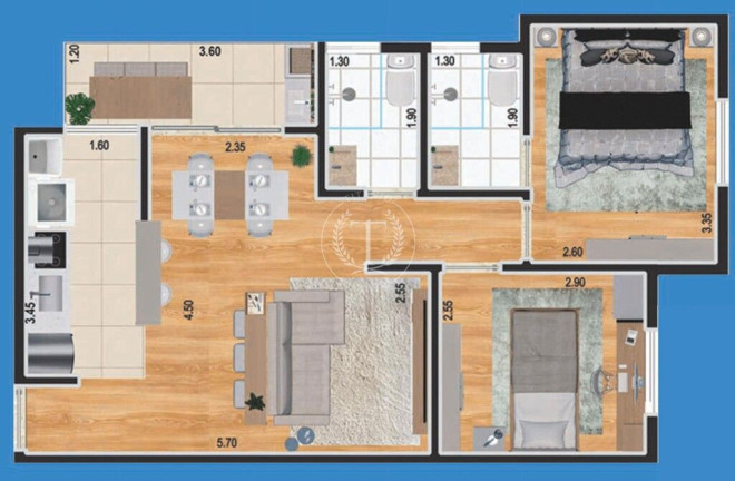 Imagem Apartamento com 2 Quartos à Venda, 54 m² em Utinga - Santo André