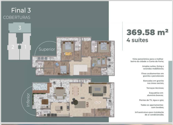 Imagem Cobertura com 4 Quartos à Venda, 370 m² em Forte - Praia Grande