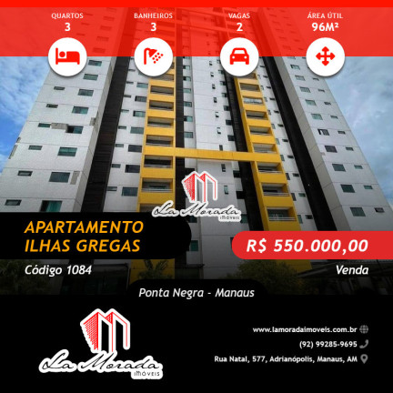 Apartamento com 3 Quartos à Venda, 96 m² em Ponta Negra - Manaus