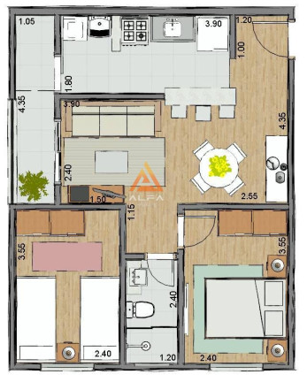 Imagem Apartamento com 2 Quartos à Venda, 52 m²