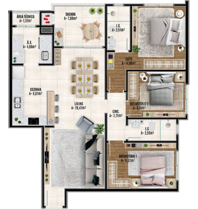 Imagem Apartamento com 3 Quartos à Venda, 108 m² em Centro - Navegantes Imagem Apartamento com 3 Quartos à Venda, 108 m² em Centro - Navegantes