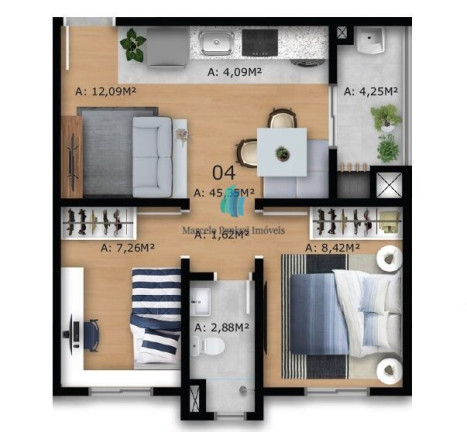 Imagem Apartamento com 2 Quartos à Venda, 45 m² em Humaitá - Bento Gonçalves