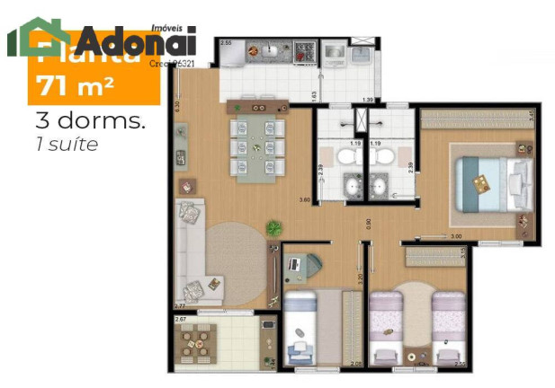 Imagem Apartamento com 3 Quartos à Venda, 71 m² em Vila Nambi - Jundiaí