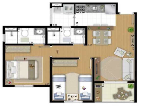 Imagem Apartamento com 2 Quartos para Alugar ou Temporada, 49 m² em Vila Santana Ii - Jundiaí