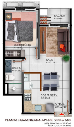 Imagem Apartamento com 1 Quarto à Venda, 37 m² em Camobi - Santa Maria Imagem Apartamento com 1 Quarto à Venda, 37 m² em Camobi - Santa Maria