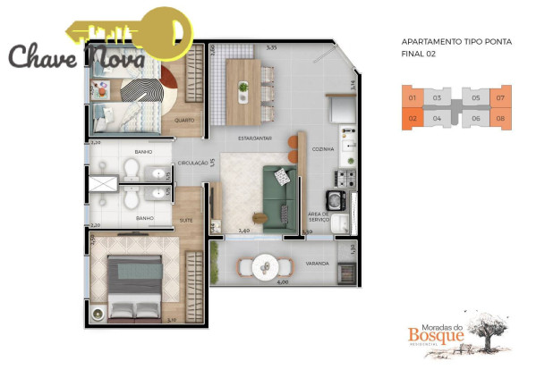Imagem Apartamento com 2 Quartos à Venda, 54 m² em Jd. Marginal - Bom Jesus Dos Perdões
