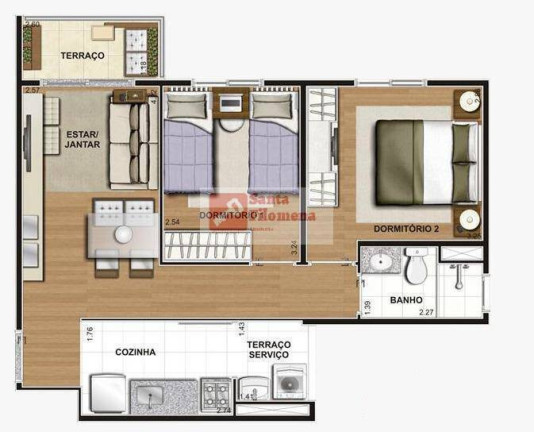 Imagem Apartamento com 2 Quartos à Venda, 47 m² em Jardim Colonial - São Paulo