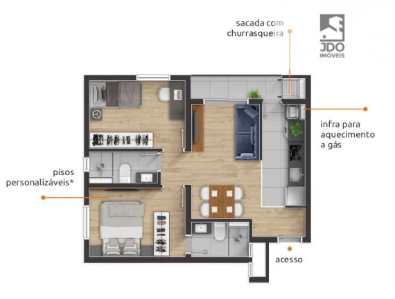 Imagem Apartamento com 2 Quartos à Venda, 51 m² em Rebouças - Curitiba Imagem Apartamento com 2 Quartos à Venda, 51 m² em Rebouças - Curitiba