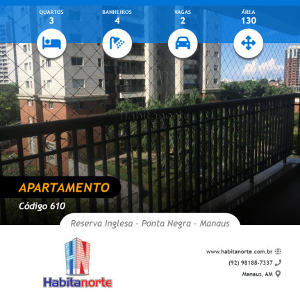 Foto do imóvel Apartamento com 3 Quartos à Venda, 130 m² em Ponta Negra - Manaus