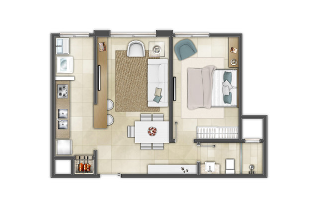 Imagem Apartamento com 1 Quarto à Venda, 49 m² em Centro - Torres