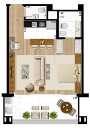 Imagem Kitnet com 1 Quarto para Alugar, 65 m² em Itaim Bibi - São Paulo