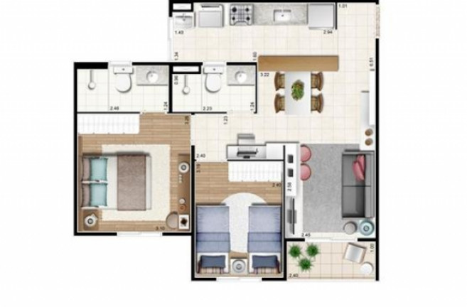 Imagem Apartamento com 3 Quartos à Venda, 66 m² em Parque Residencial João Luiz - Hortolândia