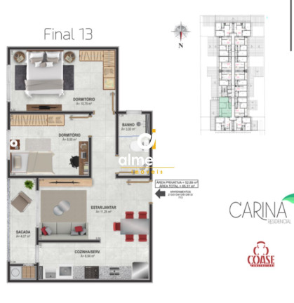 Apartamento com 2 Quartos à Venda, 52 m² em Camobi - Santa Maria