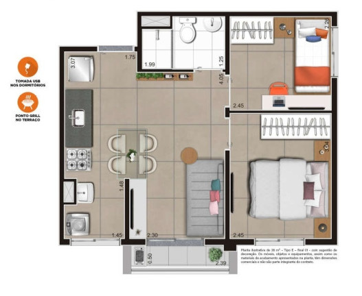Imagem Apartamento com 2 Quartos à Venda, 39 m² em Centro - São Paulo